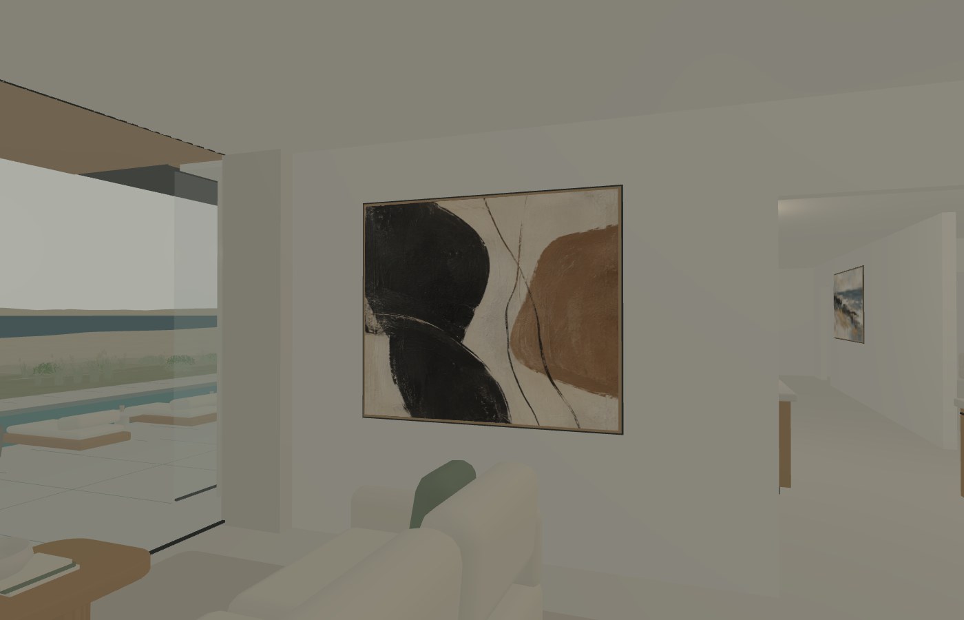 Framed abstract painting in the snug