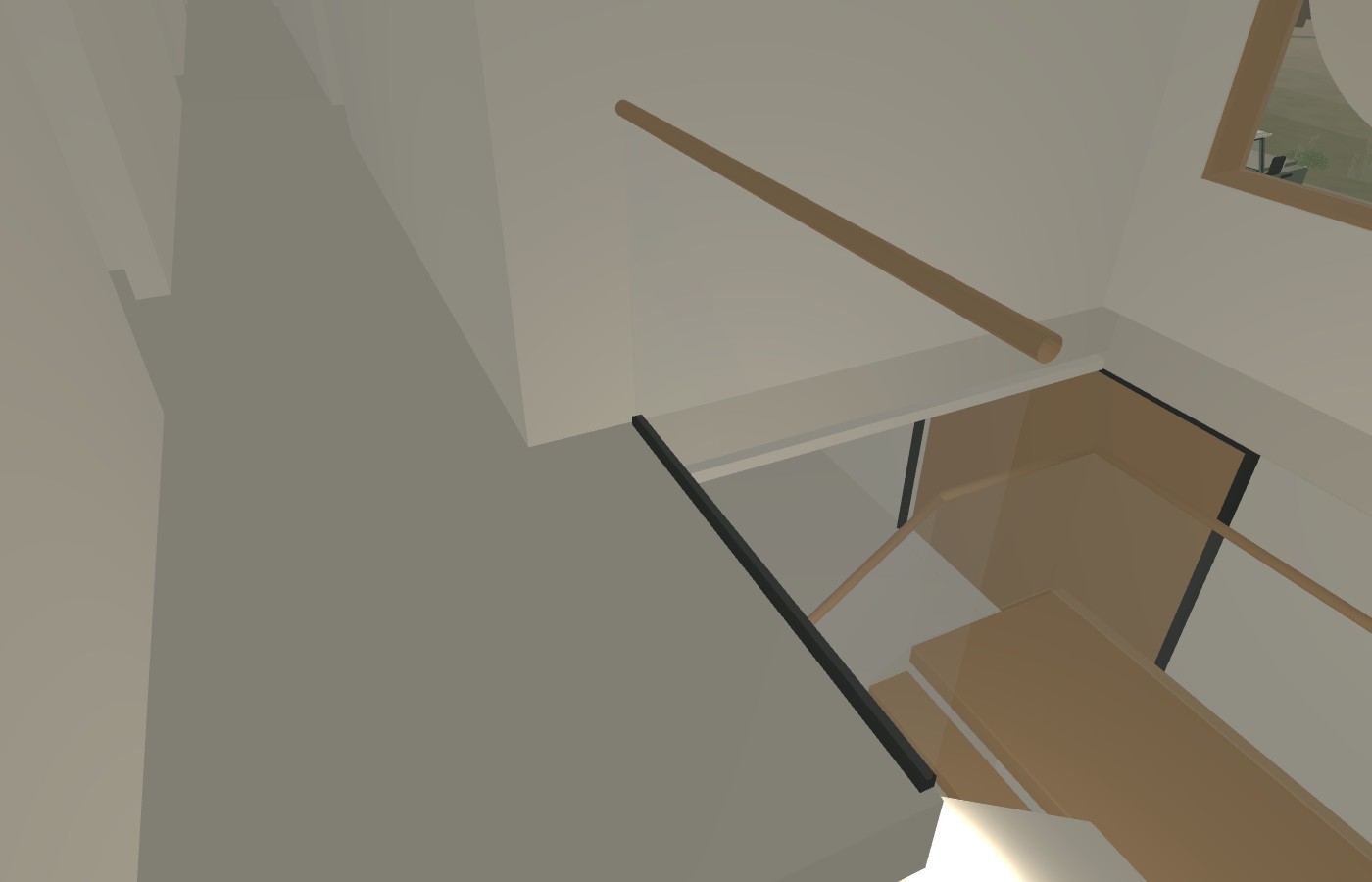 Level landing and clear glass guard