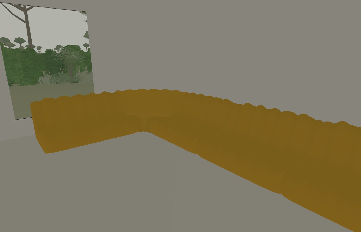 Mustard corner seating in the quiet living room