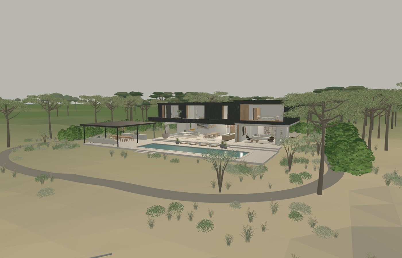 The Cap Ferret villa and pool garden