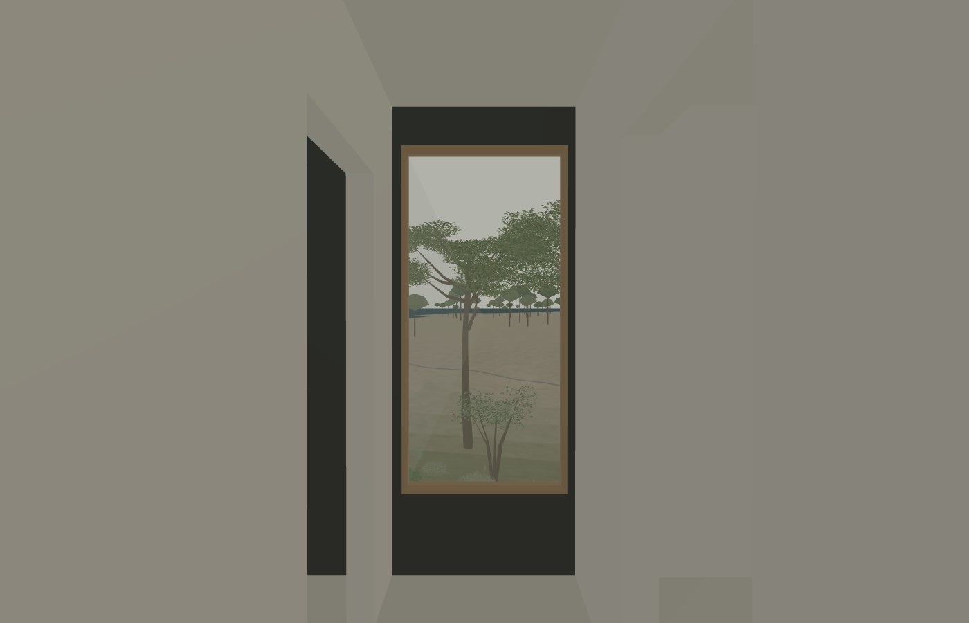 New landscape window at the end of the hallway
